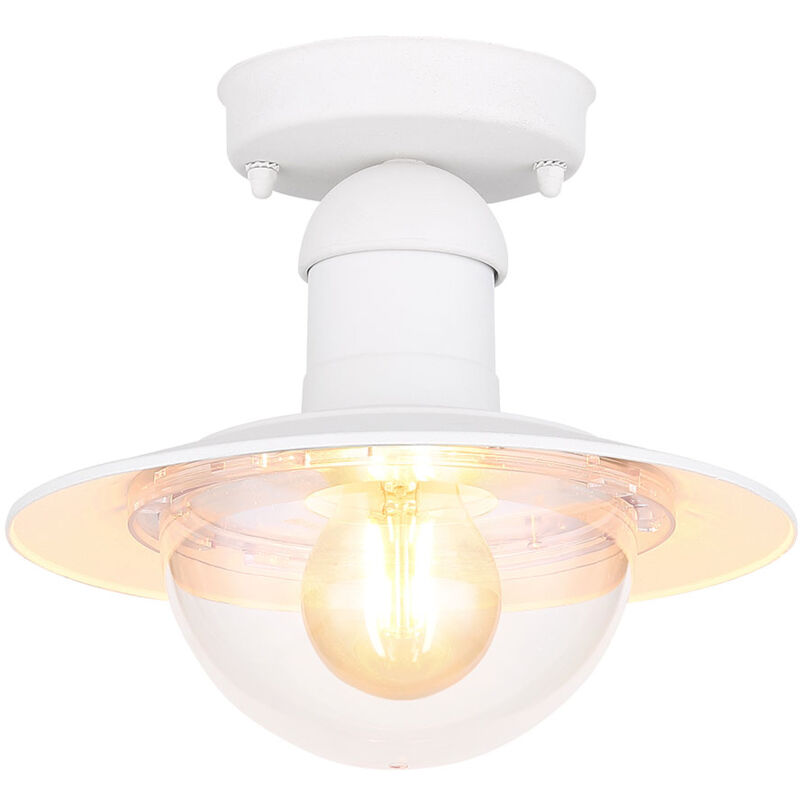 foto del prodotto plafoniera bianca lampada da esterno luce da balcone plafoniera da esterno, metallo, 1x attacco e27, dxh 23,6x21,5 cm