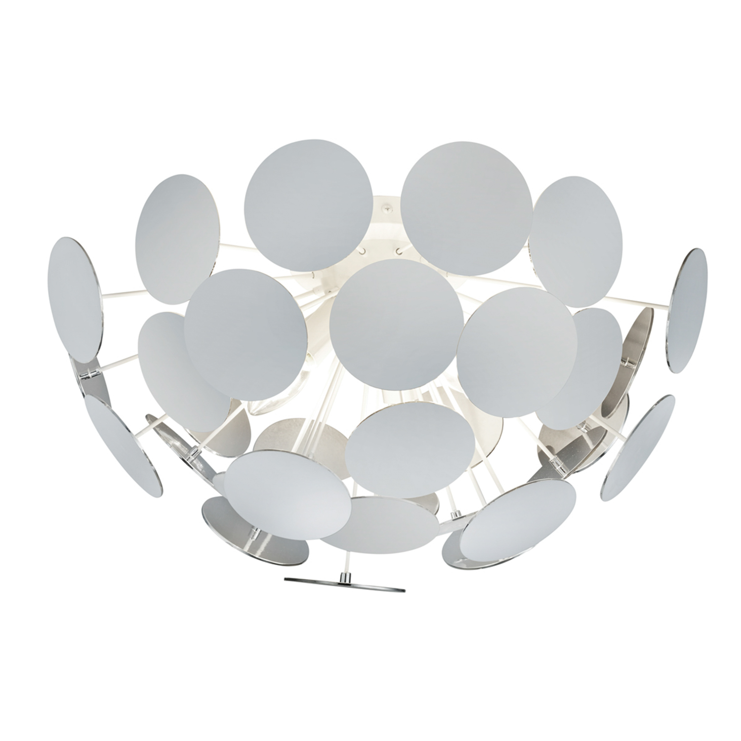 foto del prodotto plafoniera bianco e argento discalgo trio