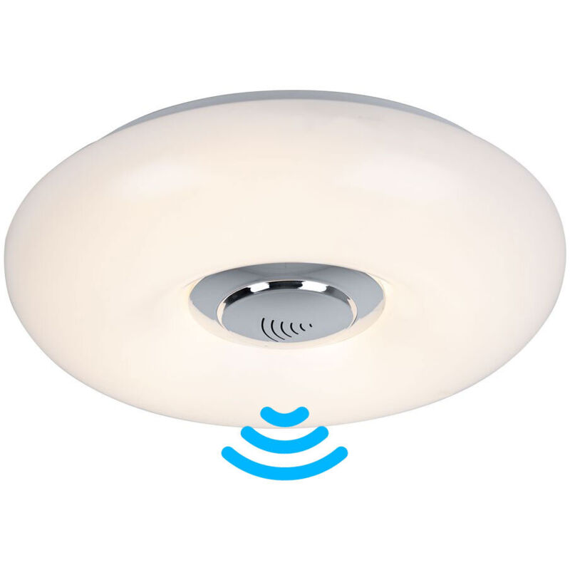 foto del prodotto plafoniera, campanello, plafoniera, esterno, luce corridoio, funzione campanello, campanello con trasmettitore, metallo cromato bianco, ip44, 1x led
