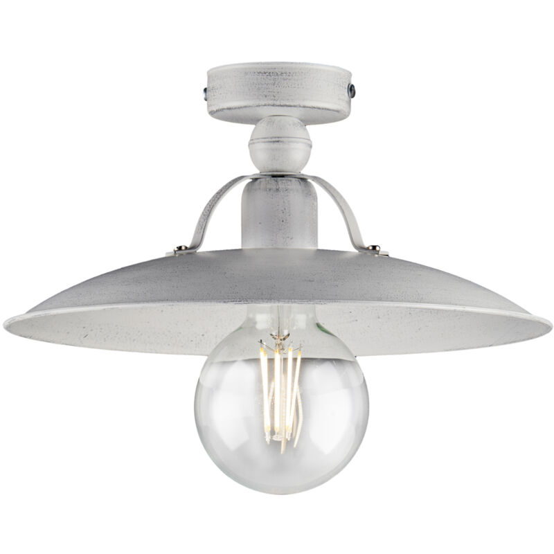 foto del prodotto plafoniera cantina stile industrial 1 luce ferro bianco e argento