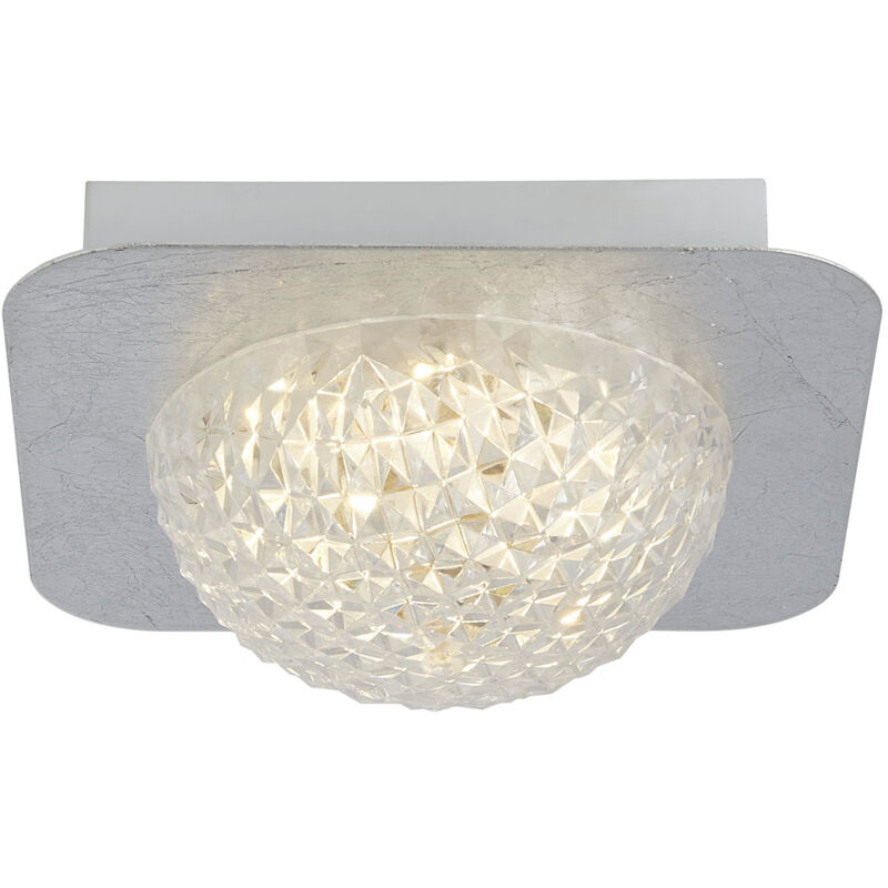 foto del prodotto plafoniera celestia acciaio argento policarbonato trasparente led 6,5w 3000k