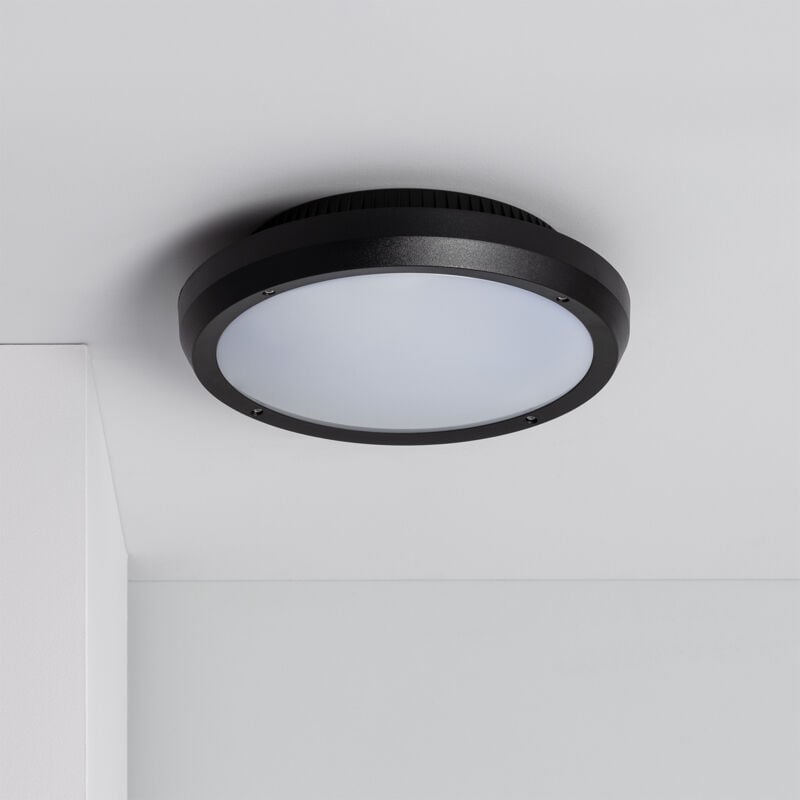 foto del prodotto plafoniera circolare da soffitto per esterni curio nero ip65 300 mm nero