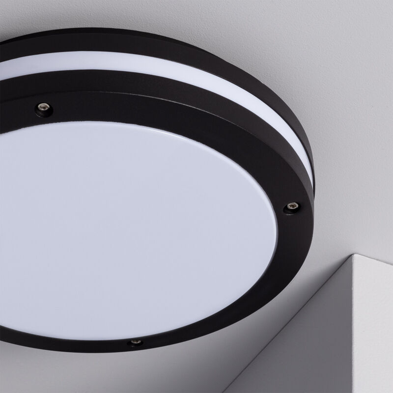 foto del prodotto plafoniera circolare in alluminio da esterni 300 mm ip54 corso nero