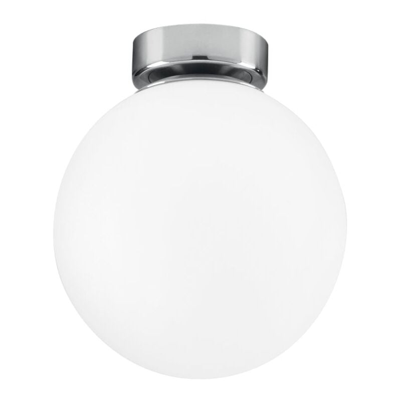 foto del prodotto plafoniera city in metallo cromato con diffusore in vetro bianco 15 cm.