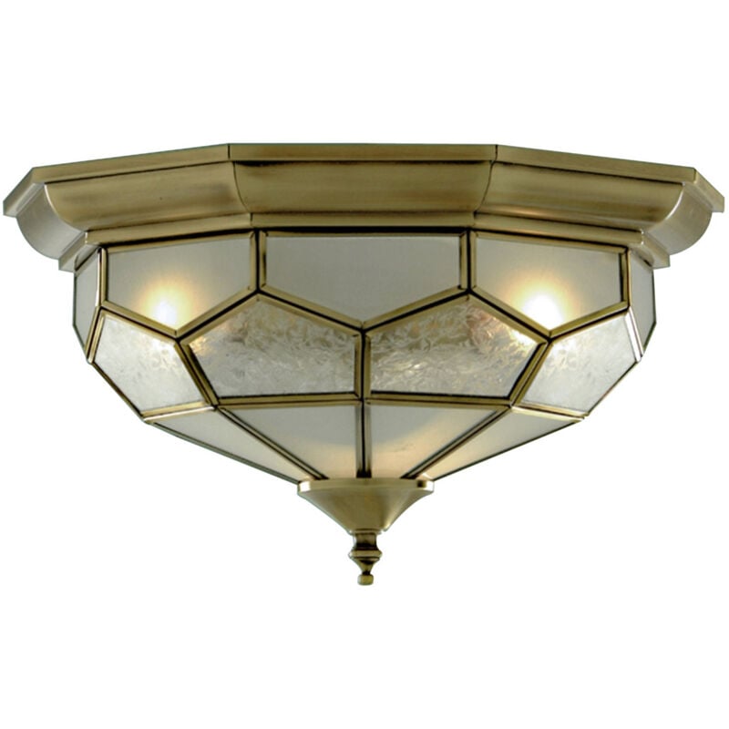 foto del prodotto plafoniera classica pisa ii ottone vetro 2 luci e14