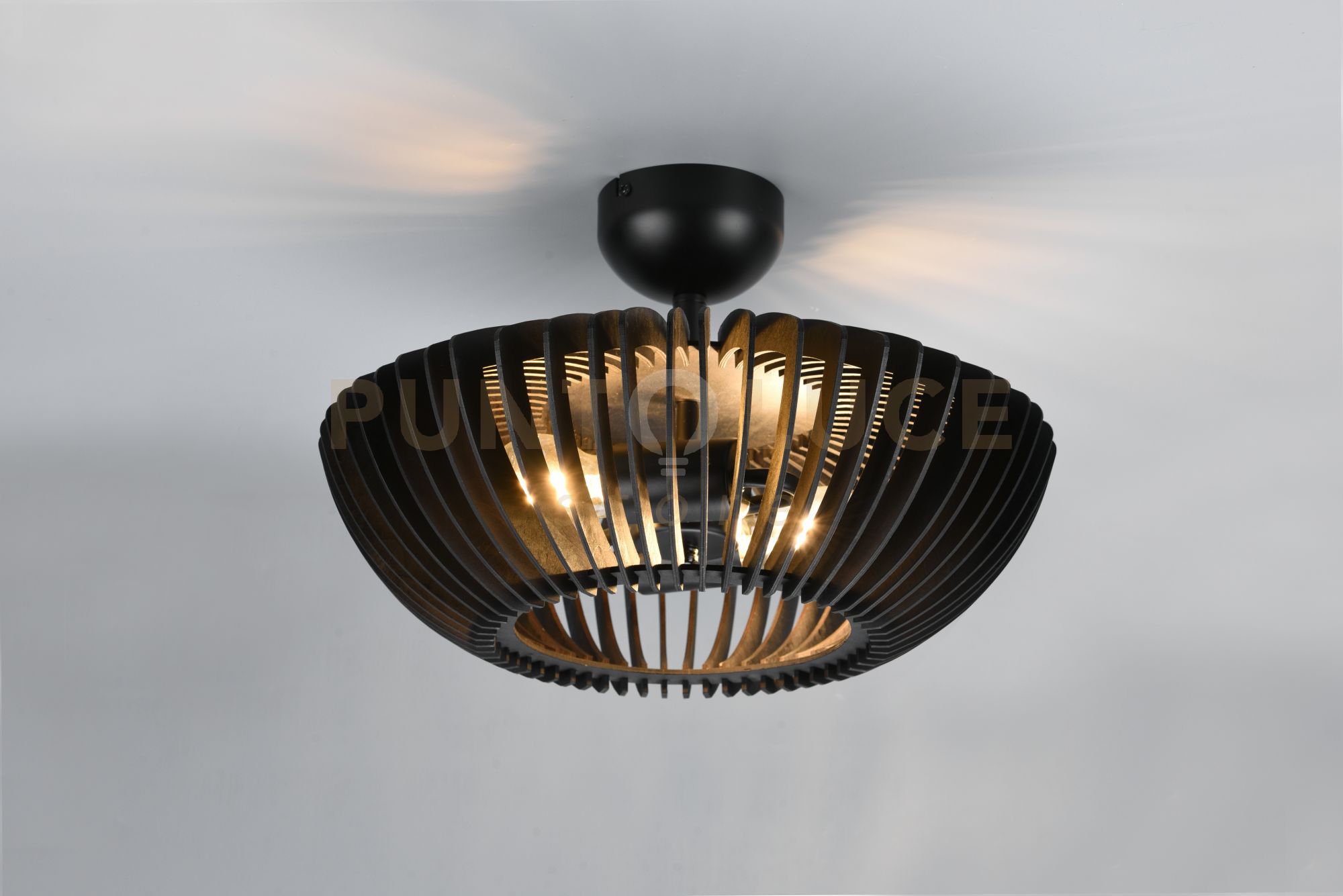 foto del prodotto plafoniera colino legno 615900232 metallo nero
