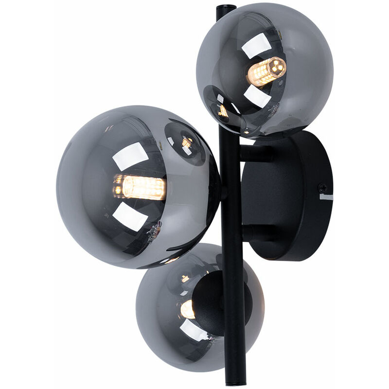 foto del prodotto plafoniera con faretto in vetro plafoniere a sfera sfere in vetro tavolo da pranzo, led nero 3 fiamme, 3x 3,5w 3x 350lm 3000k, lxh 21x28 cm