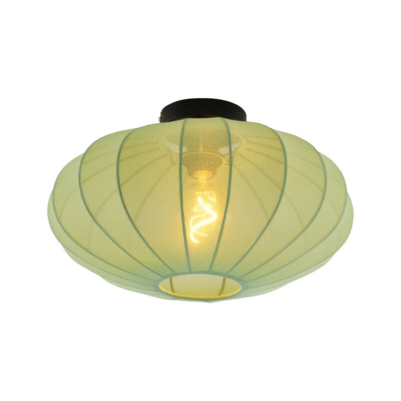 foto del prodotto plafoniera con paralume bida - design - tessuto,metallo,plastico - verde nero - tondo max. 1 x watt - qazqa