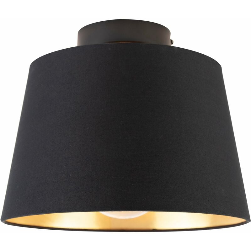 foto del prodotto plafoniera con paralume combi classico tessuto,acciaio nero tondo max. 1 x watt qazqa