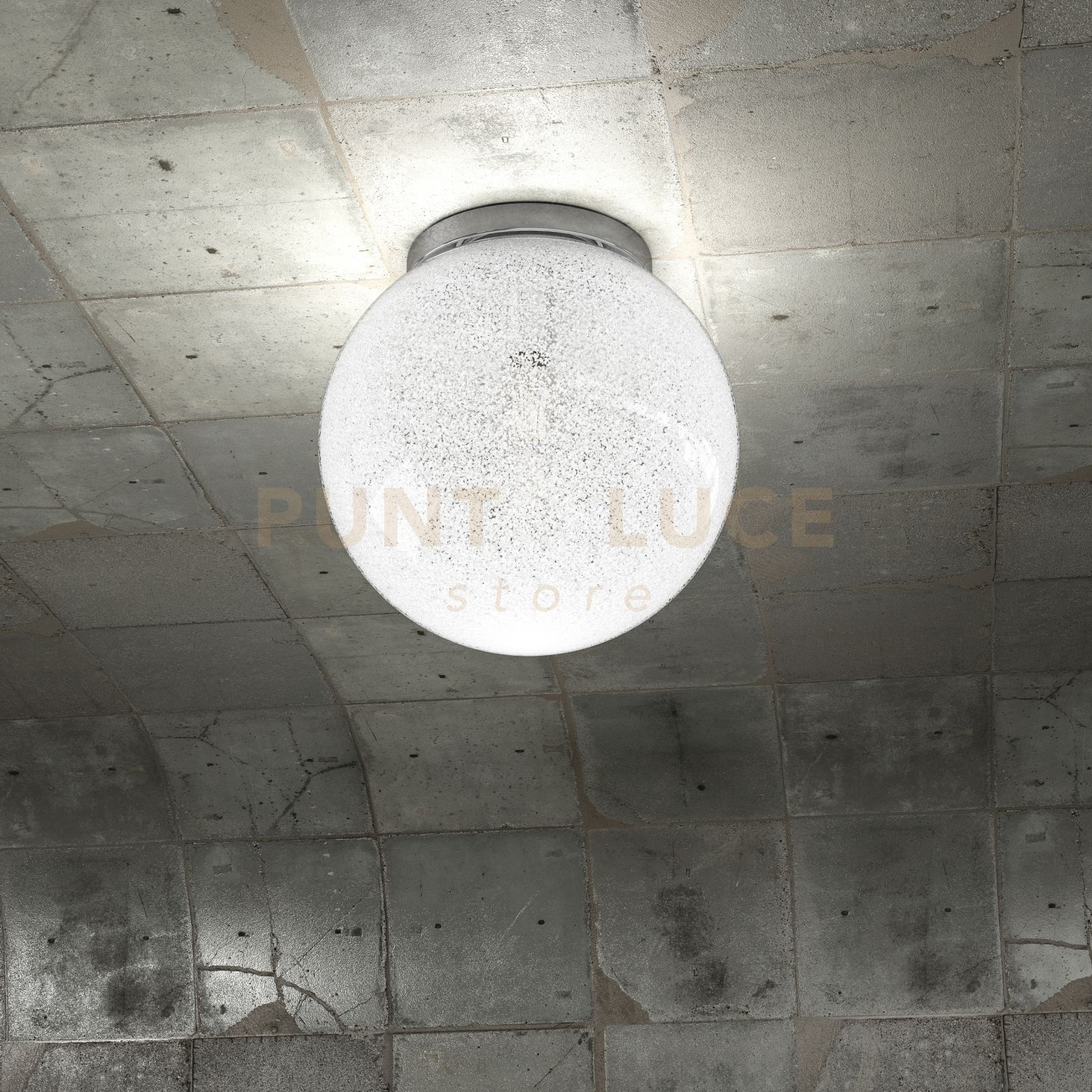 foto del prodotto plafoniera contemp glitter metallo cromo vetro soffiato trasp 1 luce e27 25cm
