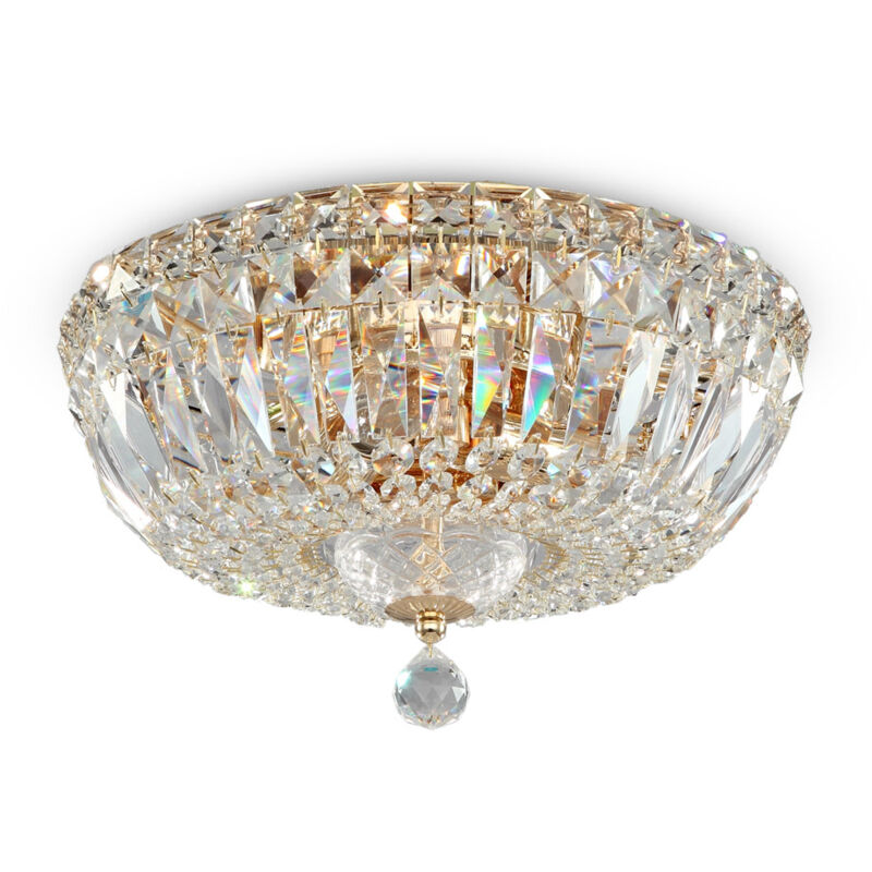 foto del prodotto plafoniera contemporanea basfor metallo oro 3 luci diffusori tessile