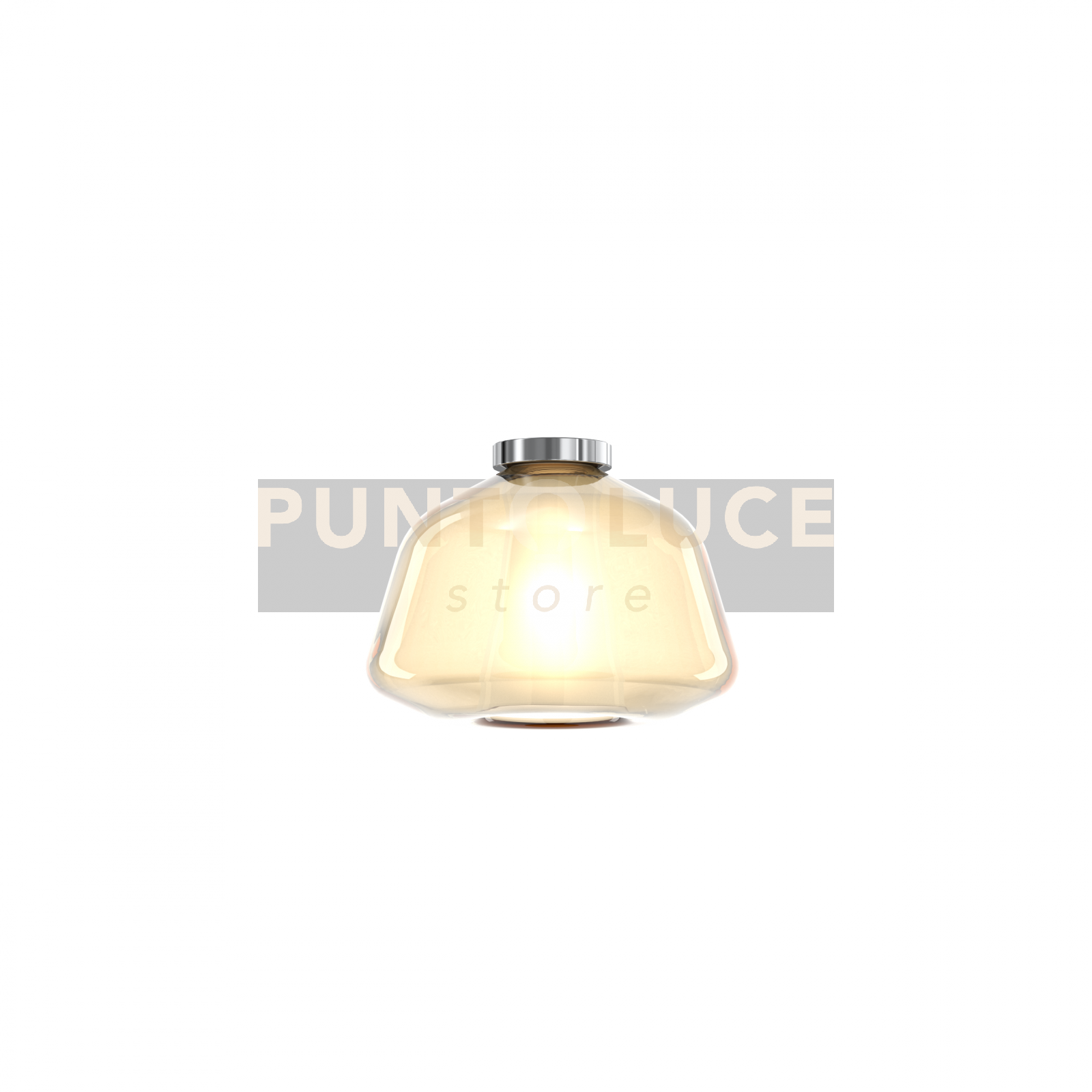 foto del prodotto plafoniera contemporanea double skin alpha metallo cromo vetro ambra 1 luce e27