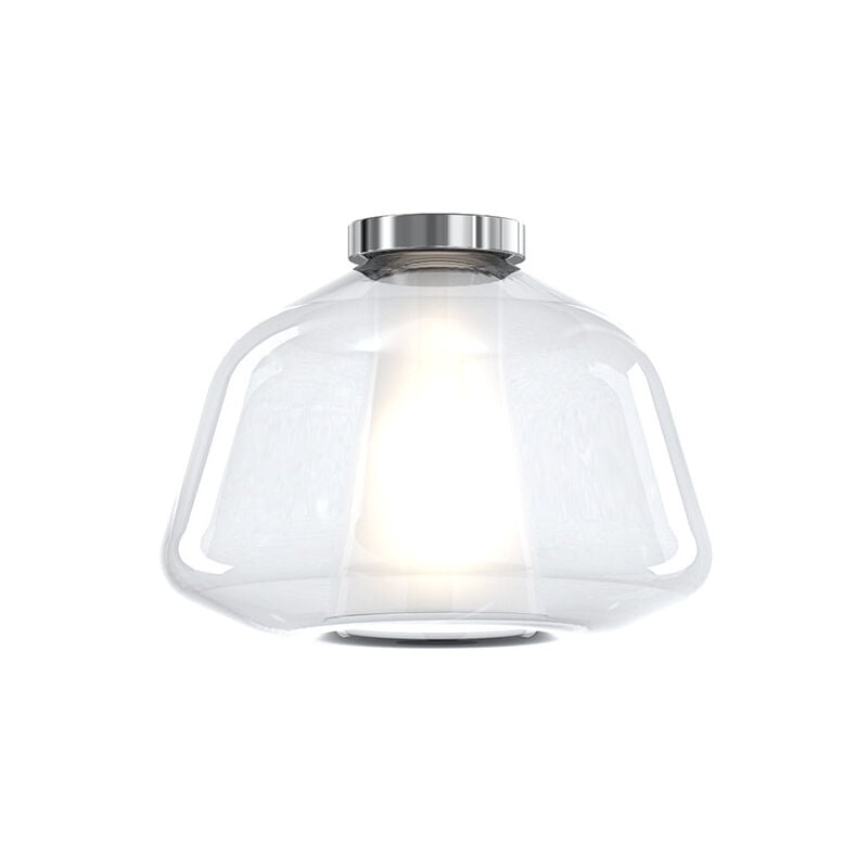 foto del prodotto plafoniera contemporanea double skin alpha metallo cromo vetro trasp. 1 luce e27