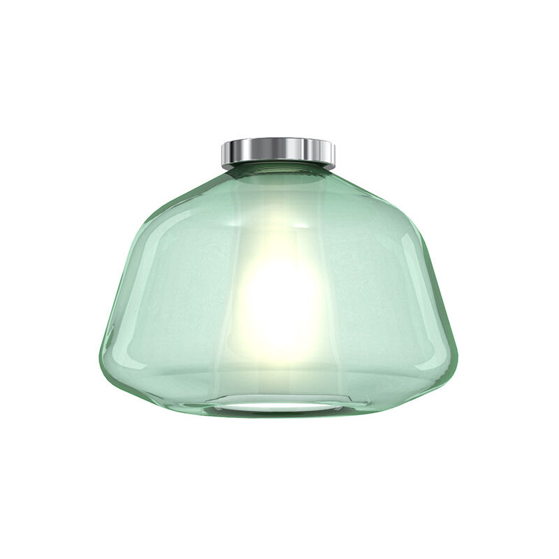 foto del prodotto plafoniera contemporanea double skin alpha metallo verde vetro cromo 1 luce e27