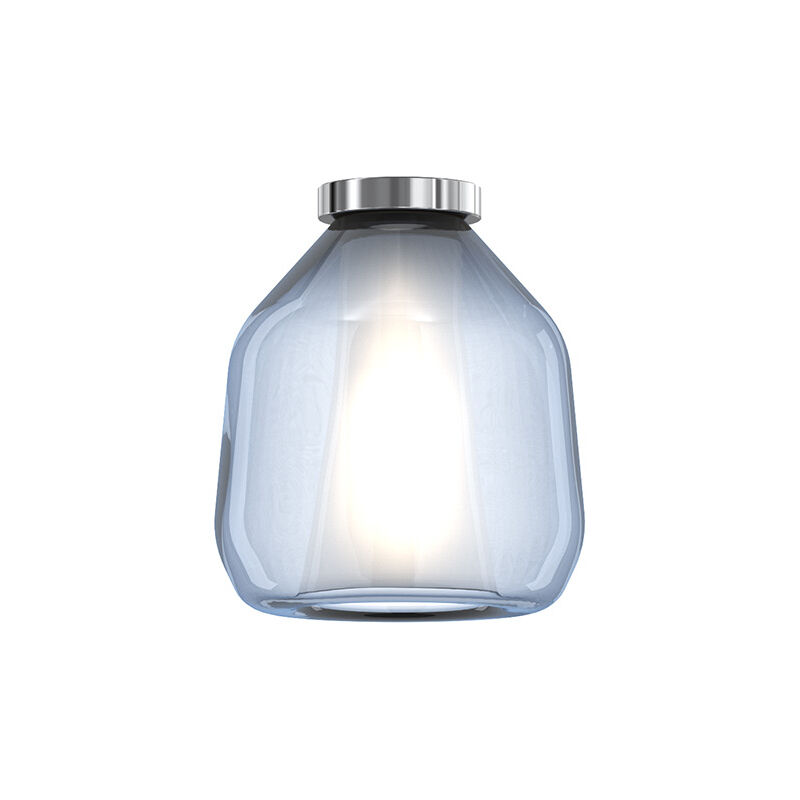 foto del prodotto plafoniera contemporanea double skin beta metallo cromo vetro blu 1 luce e27