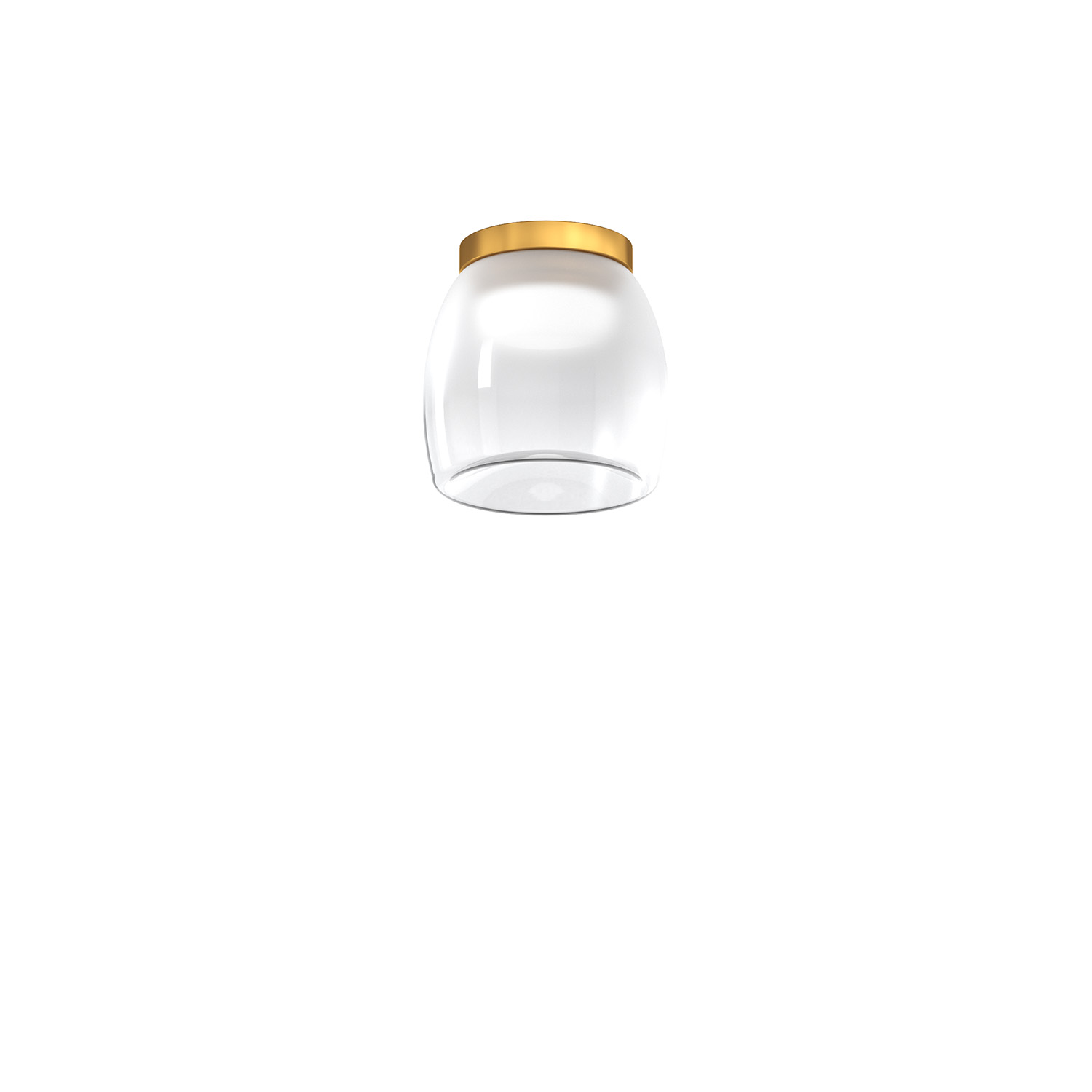 foto del prodotto plafoniera contemporanea drum metallo oro vetro bianco 1 luce led 8w calda