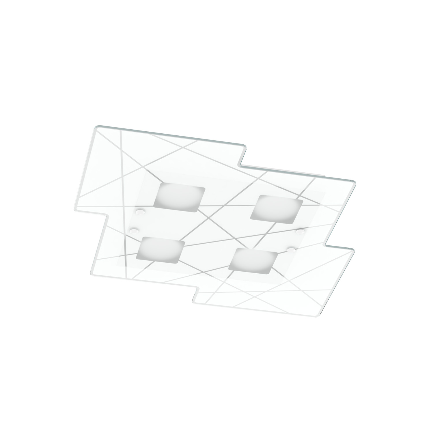 foto del prodotto plafoniera contemporanea focus metallo bianco vetro 4 luci gx53