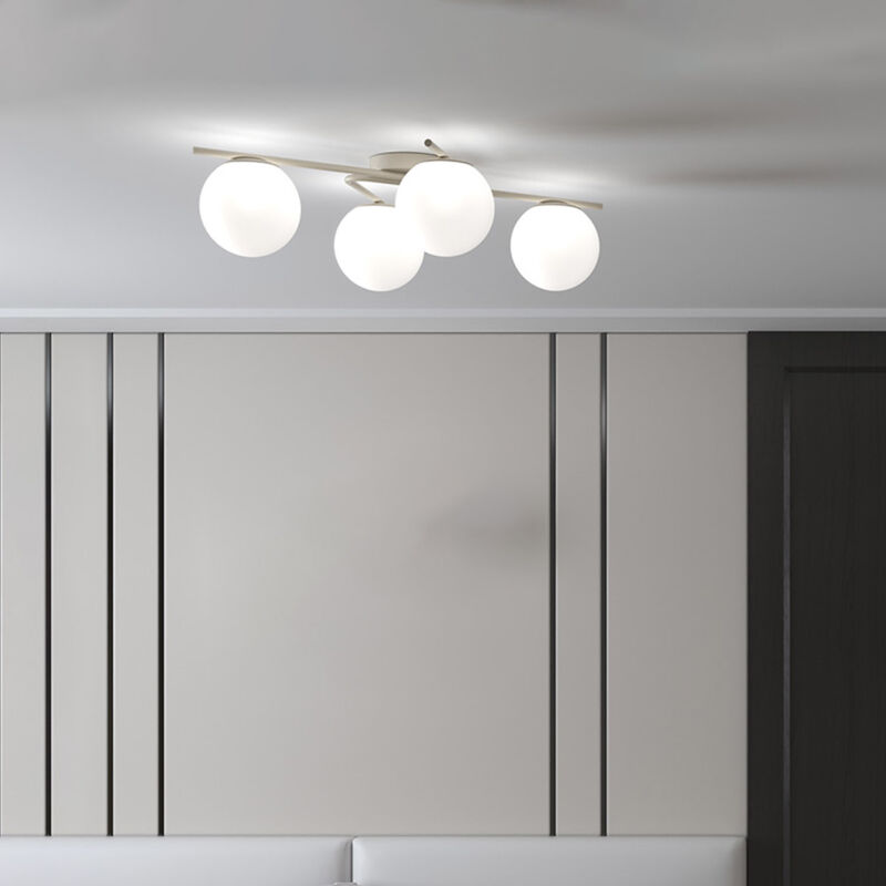 foto del prodotto plafoniera contemporanea holly metallo marrone vetro bianco 4 luci e27