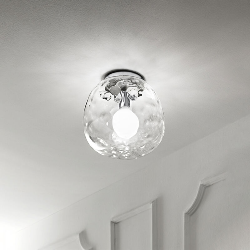 foto del prodotto plafoniera contemporanea skin metallo cromo vetro trasparente 1 luce e27