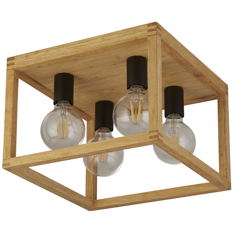 foto del prodotto plafoniera contemporanea square legno marrone nero 4 luci e27