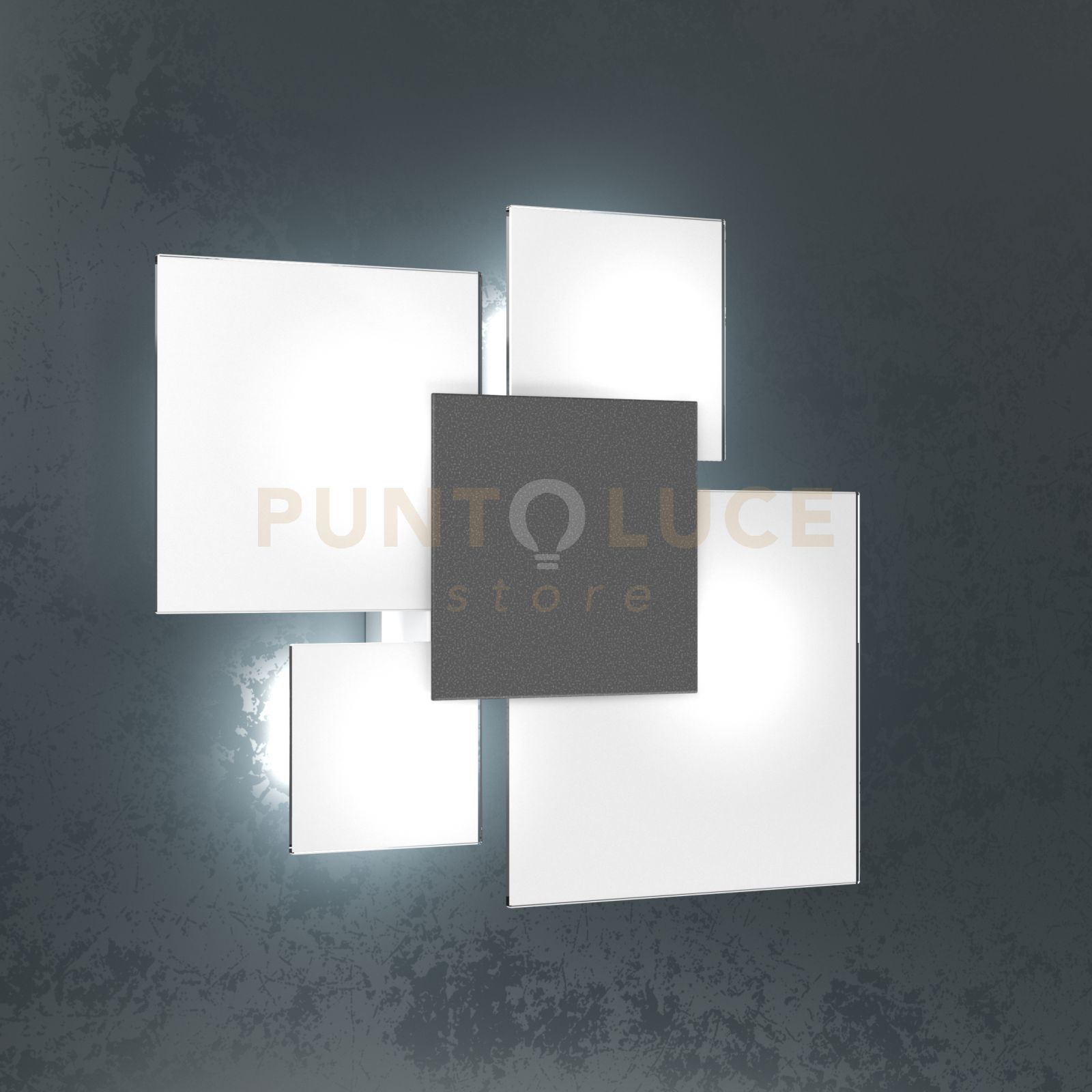 foto del prodotto plafoniera contemporanea upgrade met. antracite e vetro 4 luci e27 46cm