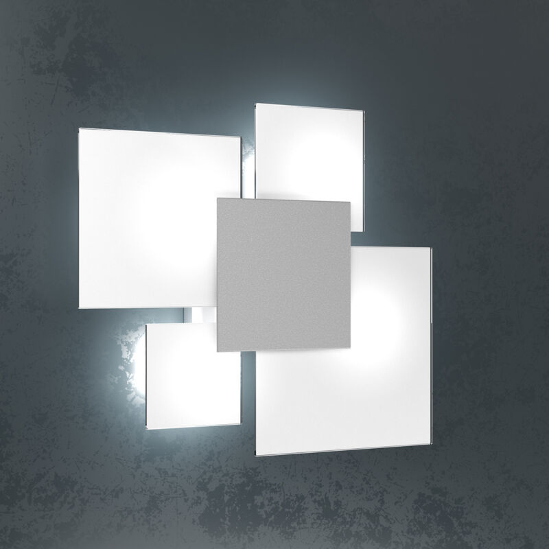 foto del prodotto plafoniera contemporanea upgrade metallo grigio e vetro 4 luci e27 46cm