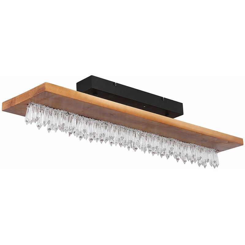 foto del prodotto plafoniera cristallo moderna plafoniera legno led lampada in legno sala da pranzo, decoro cristallo, effetto legno, metallo nero opale chiaro, 1x led