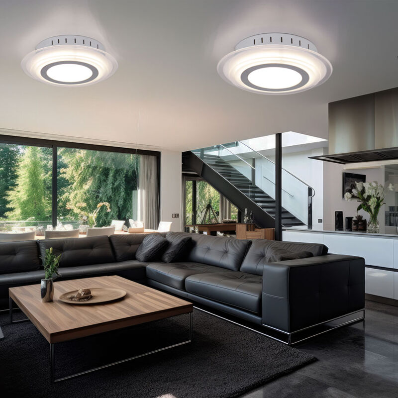 foto del prodotto plafoniera cromata led lampada da soffitto camera da letto lampada da soggiorno, vetro metallo argento, 1x 17,5w 1550lm 3000k bianco caldo, pxh