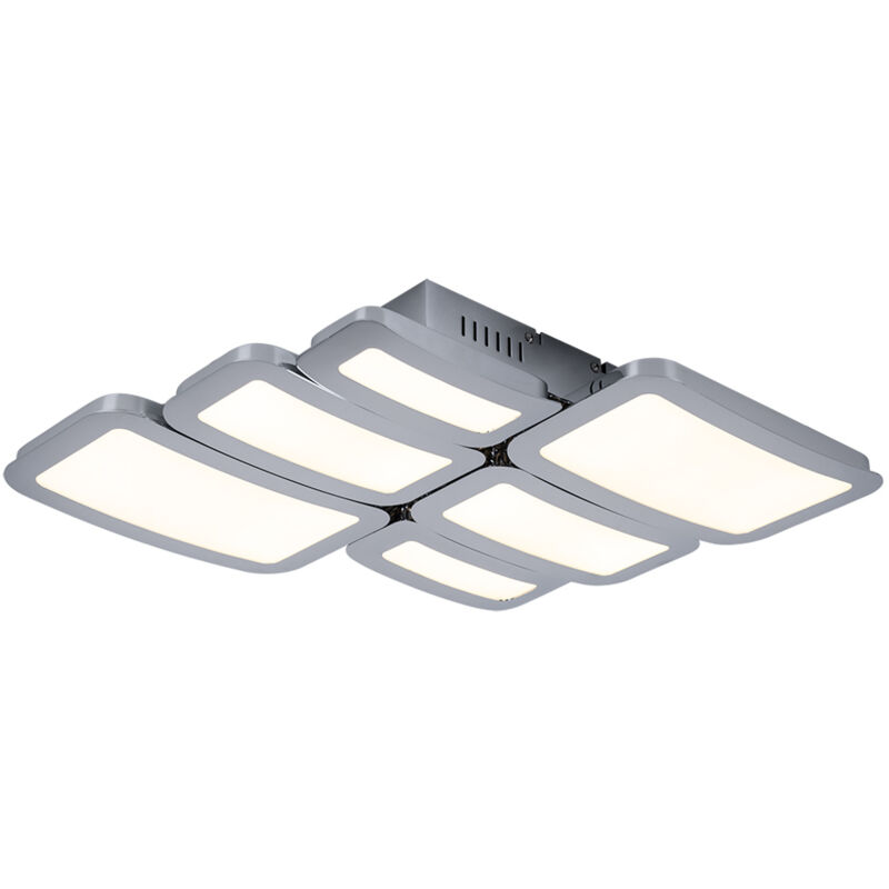 foto del prodotto plafoniera cromata plafoniera led dimmerabile design lampada soggiorno, led 30w 2450lm bianco caldo, lxpxh 45,5 x 41 x 7,1 cm