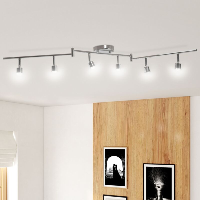 foto del prodotto plafoniera d argento con 6 spot orientabili