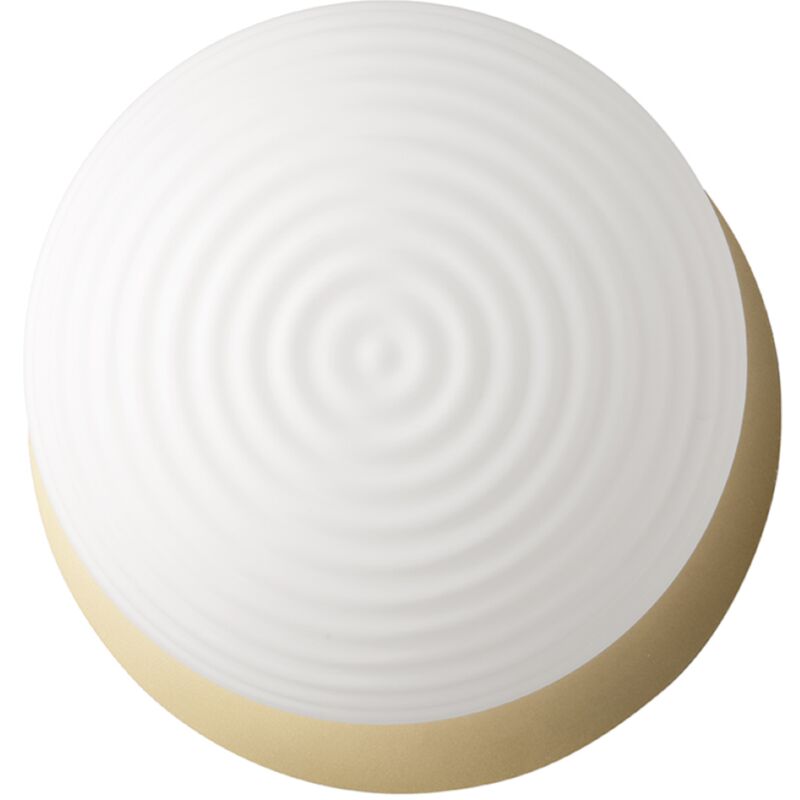 foto del prodotto plafoniera d46 cm tondo con base in metallo oro e diffusore in vetro