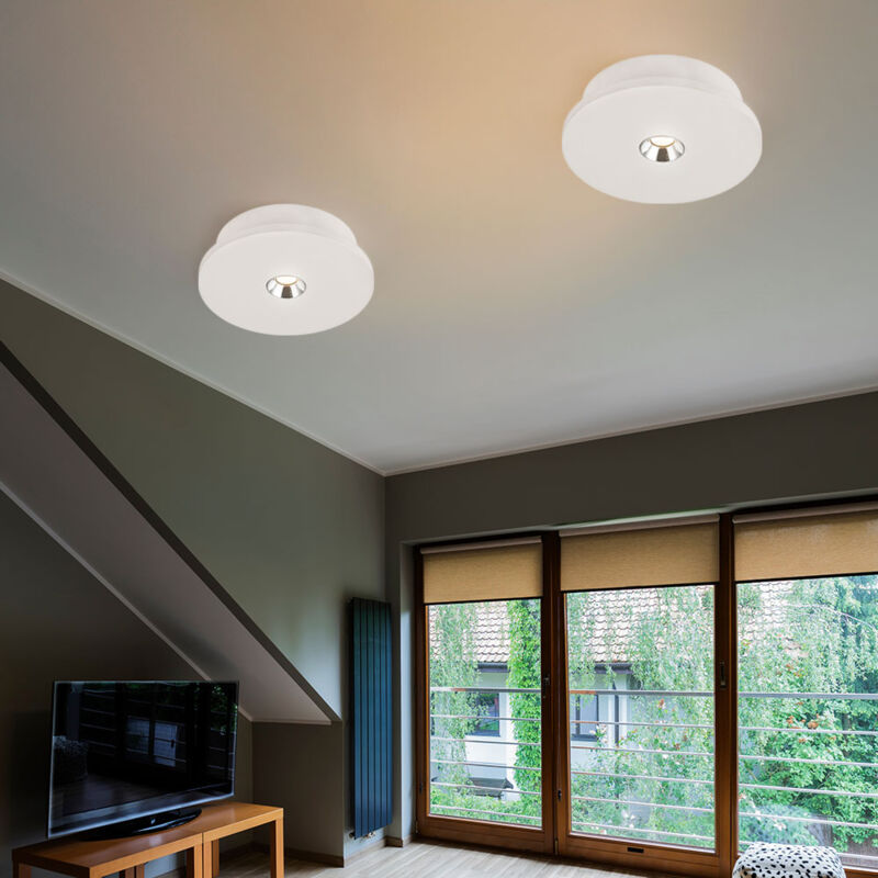 foto del prodotto plafoniera da cucina in gesso bianco lampada da soffitto moderna cromata, led 4w 200lm bianco caldo, dxh 16x4,5 cm, set di 2