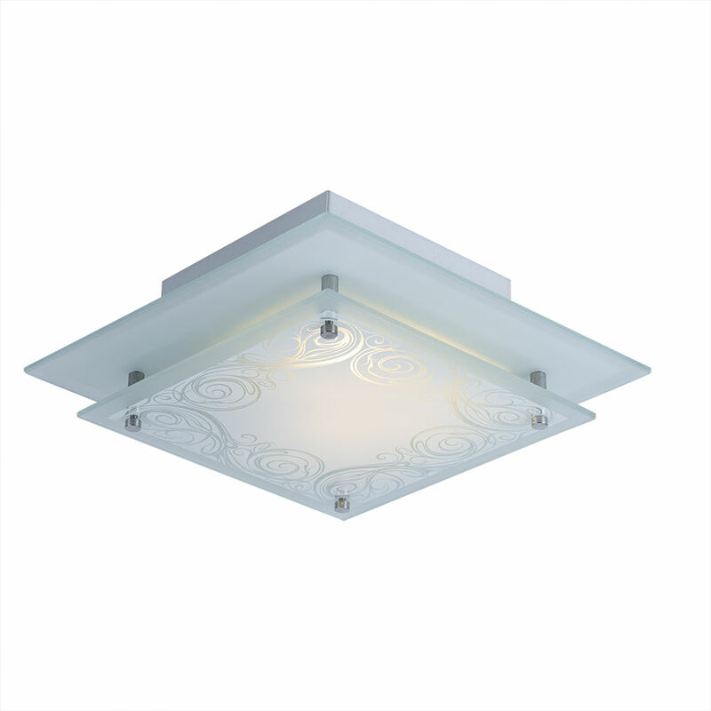 foto del prodotto plafoniera da cucina lampada da soffitto in vetro satinato lampada da corridoio, con decorazione, 1x g9, lxl 22 x 22 cm