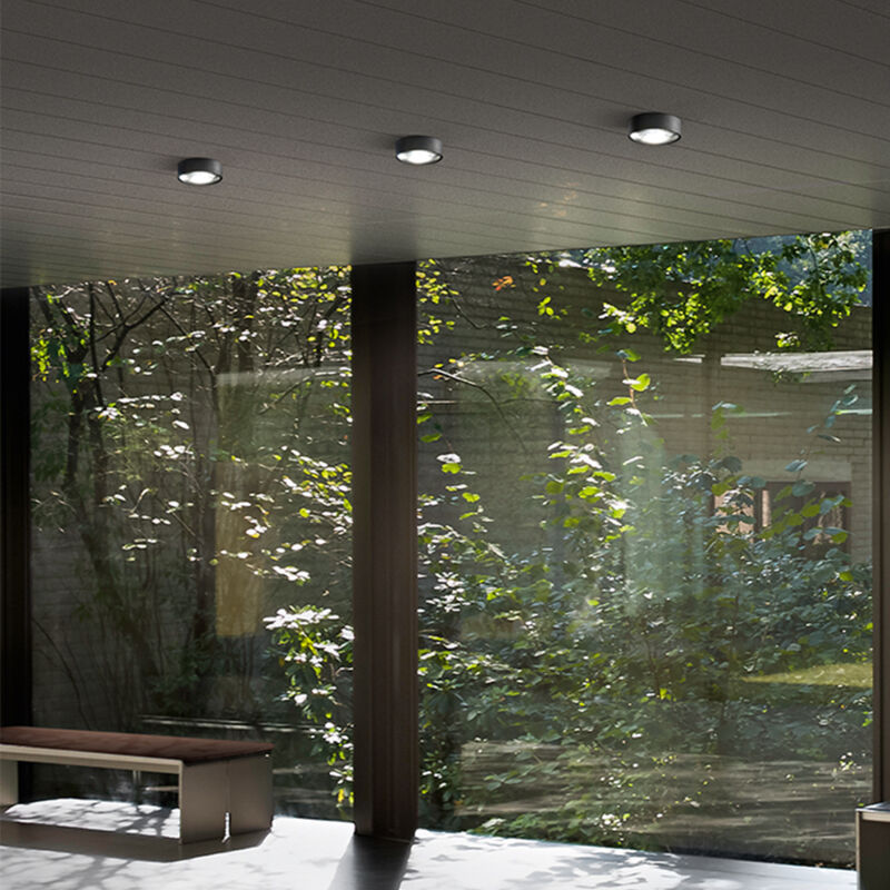 foto del prodotto plafoniera da esterno moderno fanale metallo grigio grafite vetro led 6w 3000k