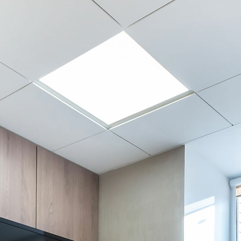 foto del prodotto plafoniera da incasso a pannello in alluminio plafoniera quadrata bianca, led 15w 1350lm bianco freddo, lxpxh 16x16x2 cm