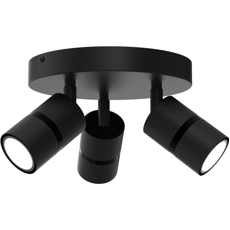 foto del prodotto plafoniera da soffitto su cerchio led orientabile 3x gu10 nera