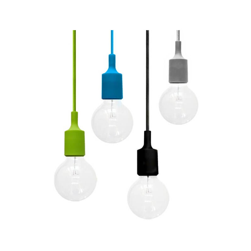 foto del prodotto plafoniera design in silicone e filo tessuto blu