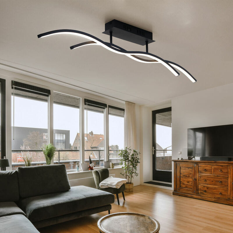 foto del prodotto plafoniera design lampada soggiorno plafoniera led camera da letto, nero grafite, 20w 1130lm bianco caldo, lxh 88 x 15,5 cm