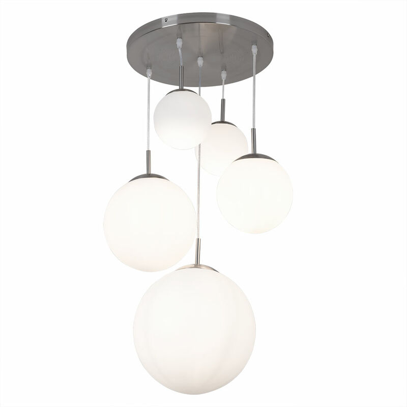 foto del prodotto plafoniera di alta qualit con sfere di vetro rotonde satinate in set con lampadine a led