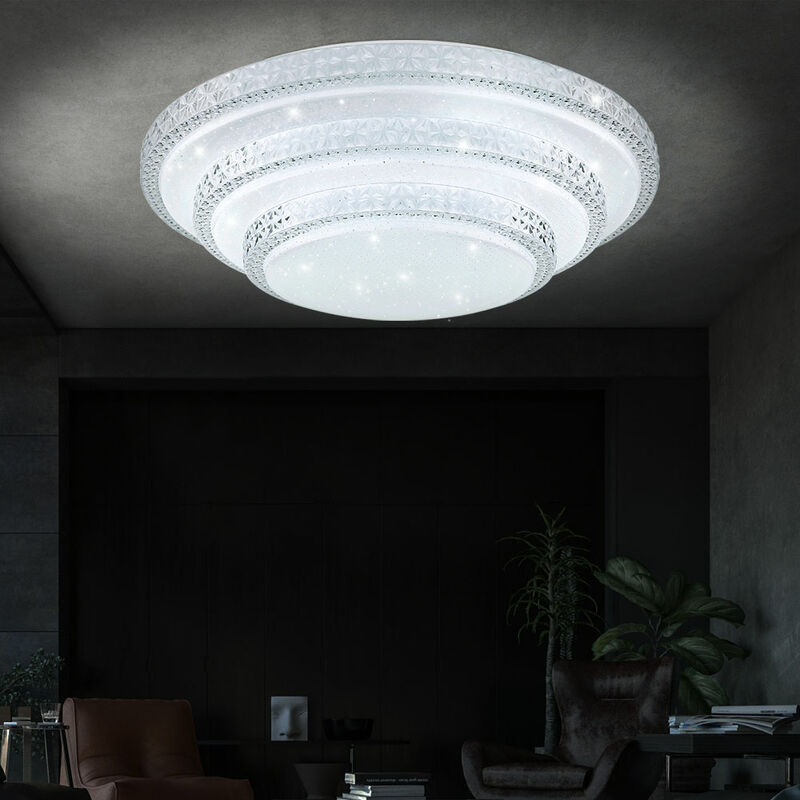 foto del prodotto plafoniera dimmerabile con telecomando, plafoniera smart led, app comando vocale, funzione luce notturna, 30w 2300lm bianco caldo bianco freddo, pxh