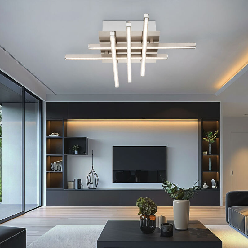 foto del prodotto plafoniera dimmerabile da soggiorno moderna plafoniera argento, led 30w 1900lm bianco caldo, lxlxh 40x40x8 cm