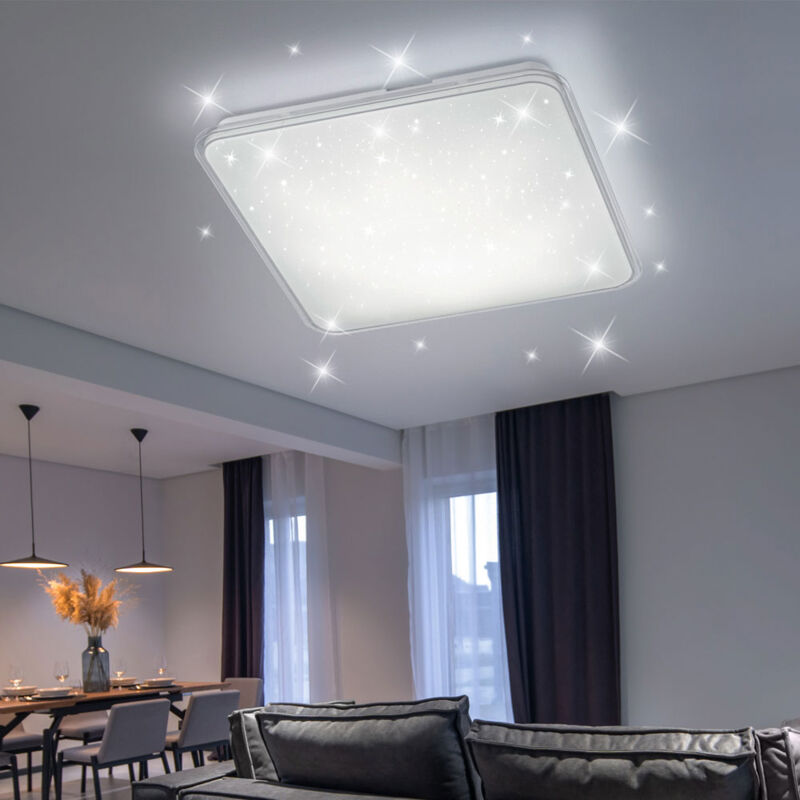 foto del prodotto plafoniera dimmerabile plafoniera con effetto stella da pranzo quadrato bianco, dimmer a 3 stadi, led 21 watt 2200 lumen 4000k bianco neutro, lxpxh