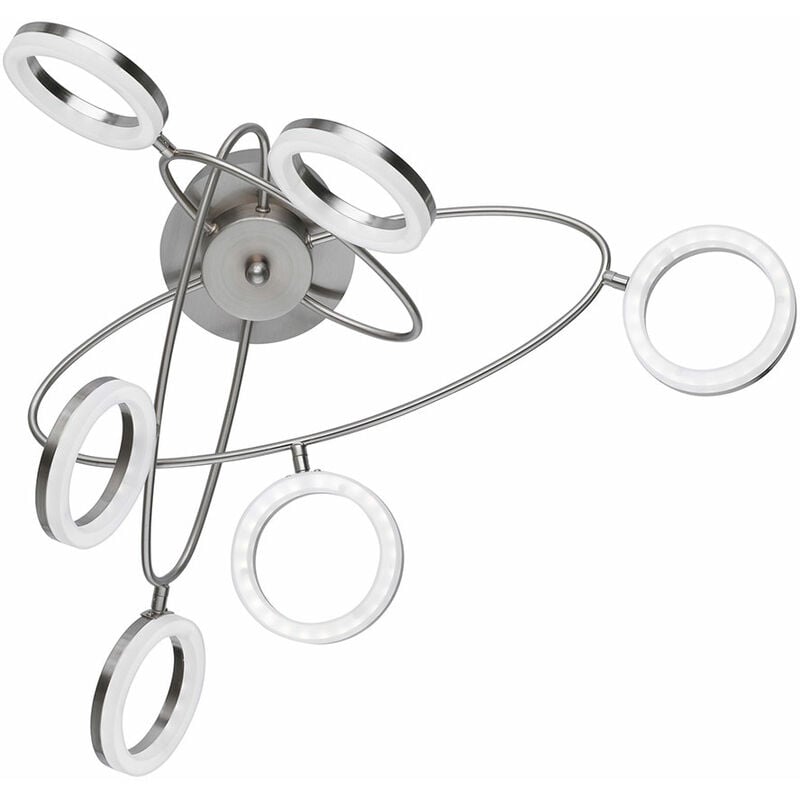 foto del prodotto plafoniera dimmerabile plafoniera led soggiorno con faretti mobili, nichel opaco, 6x 4,5w 6x 320lm bianco caldo, lxh 60 x 30 cm wofi 9295.06.64.6100
