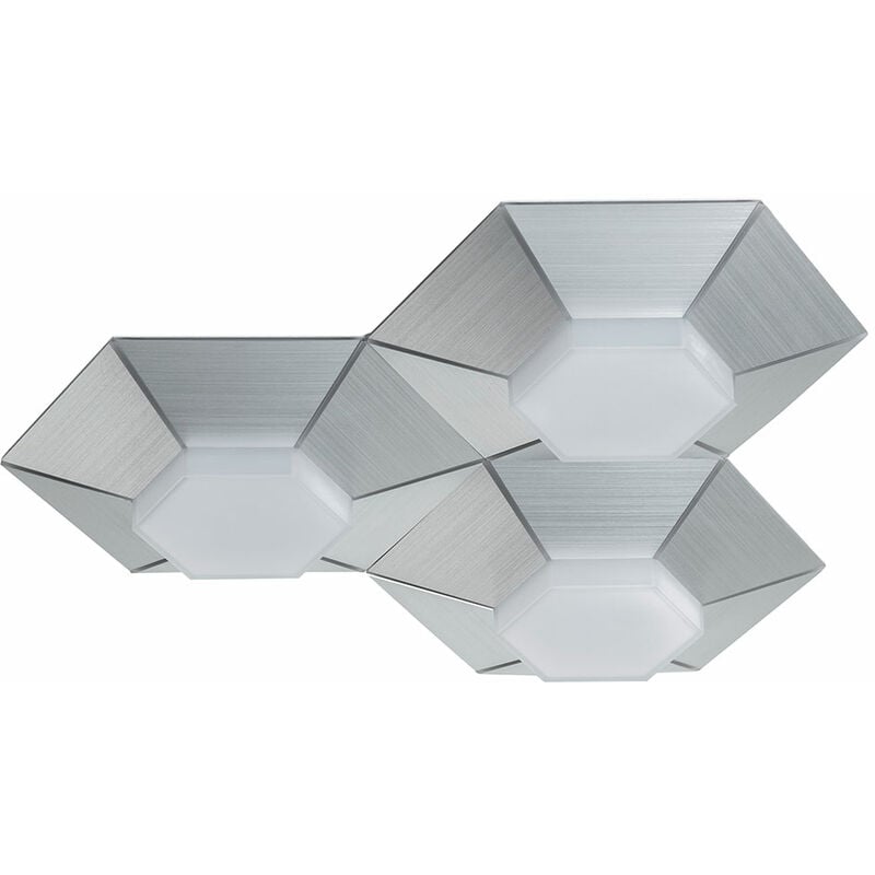 foto del prodotto plafoniera dimmerabile tramite interruttore a parete plafoniera led soggiorno, alluminio spazzolato, 15w 1200lm bianco caldo, lxh 40x8,5 cm wofi