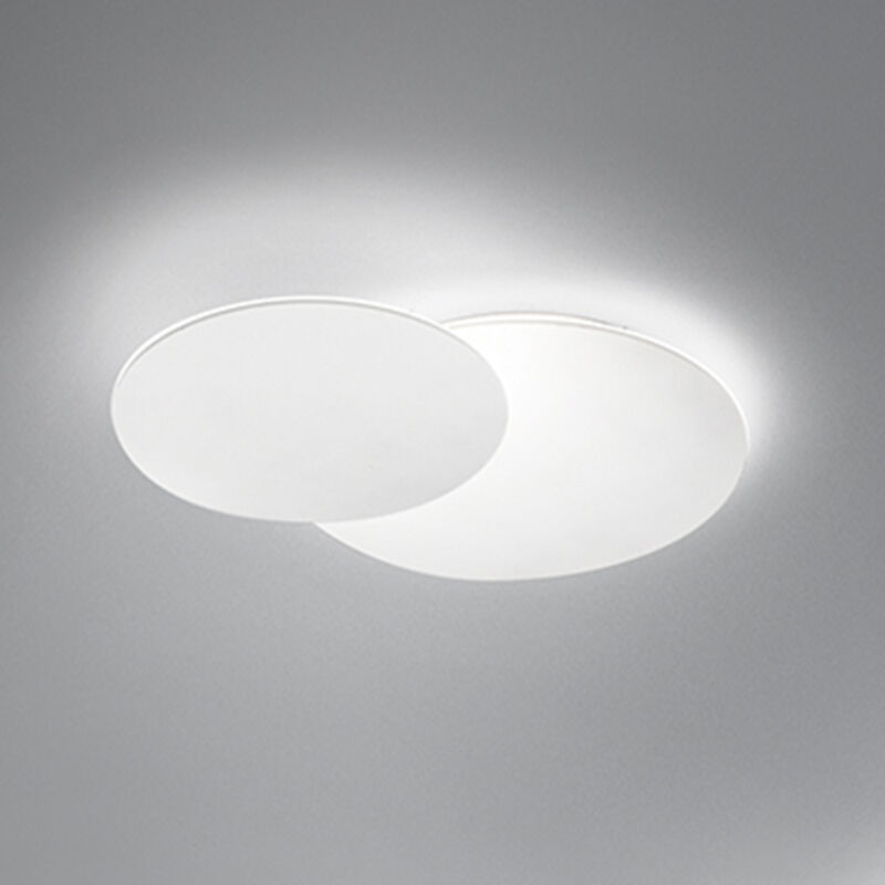 foto del prodotto plafoniera drum in alluminio colore bianco a led 33w 2640lm 3000k biemissione rotazione e inclinazione 48cm