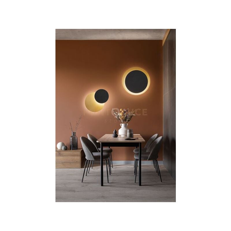 foto del prodotto plafoniera drum in alluminio colore oro e nero a led 33w 2640lm - 3000k biemissione rotazione e inclinazione 48cm