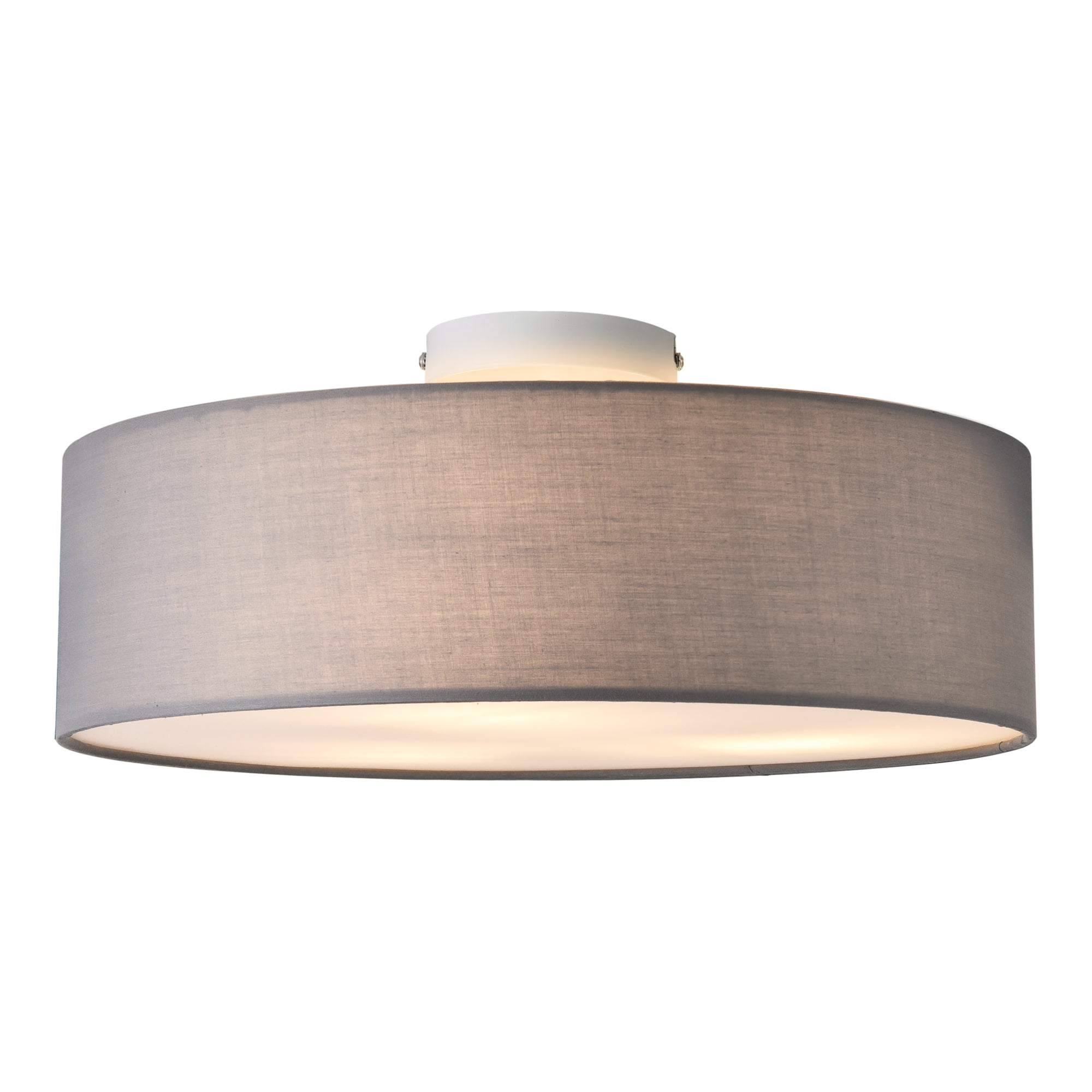 foto del prodotto plafoniera elegante moderna da soffitto 3 prese e27 plastica tessile organza diametro 45 cm grigio bianco 03 0005933