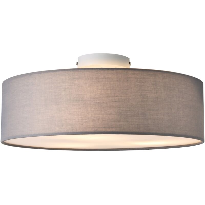 foto del prodotto plafoniera elegante moderna da soffitto 3 prese e27 plastica tessile organza diametro 45 cm grigio bianco 030005933