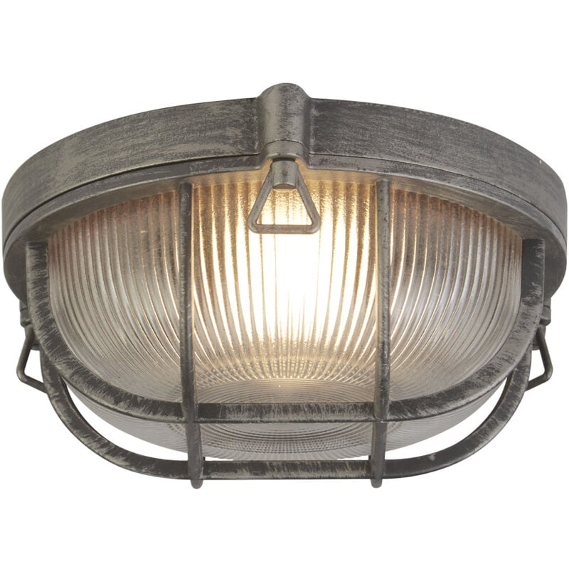 foto del prodotto plafoniera esterno vintage dec paratia alluminio nero argento 1 luce e27
