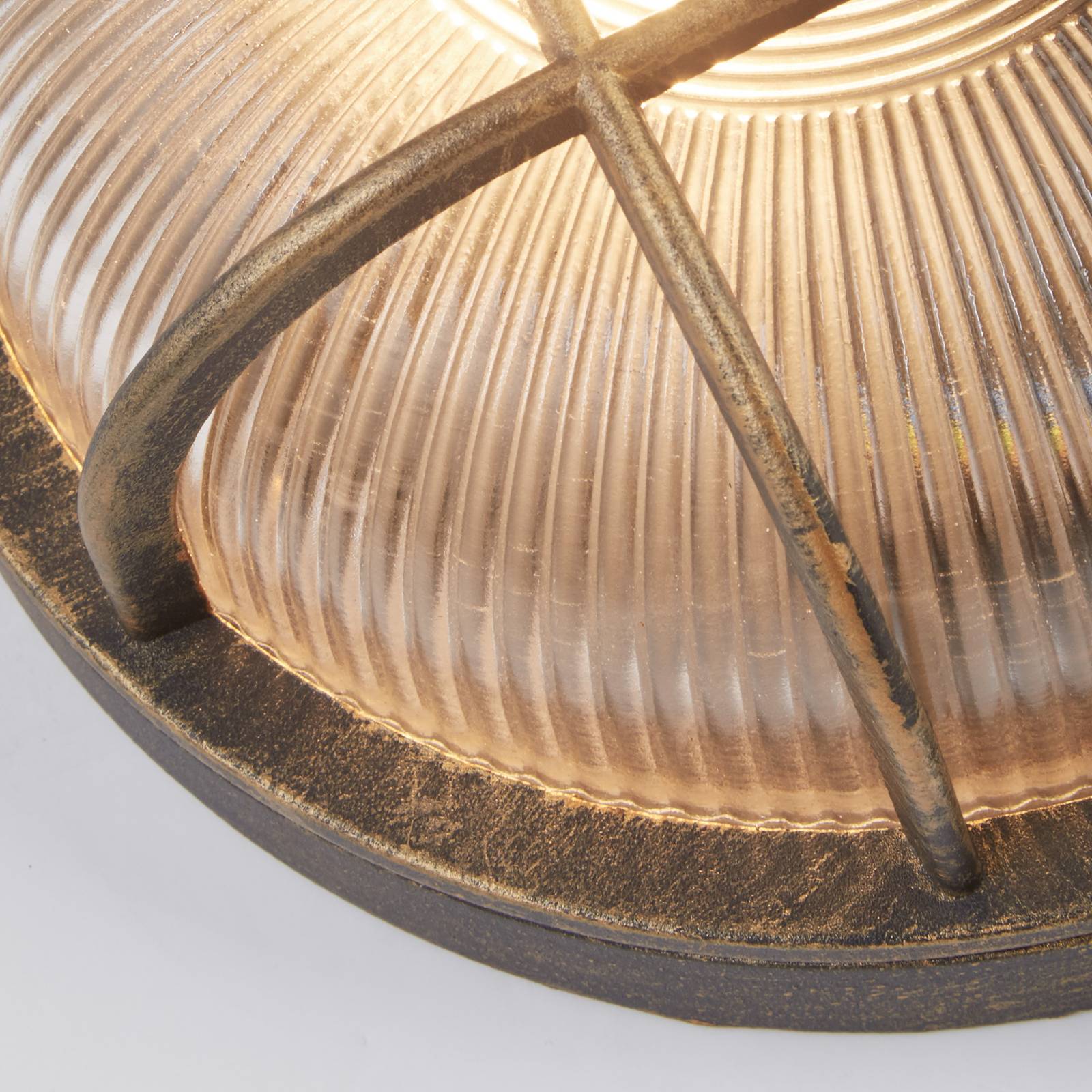 foto del prodotto plafoniera esterno vintage dec paratia alluminio oro trasparente 1 luce e27